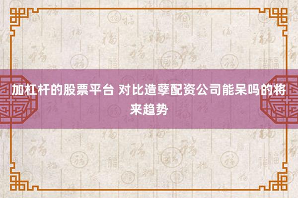 加杠杆的股票平台 对比造孽配资公司能呆吗的将来趋势
