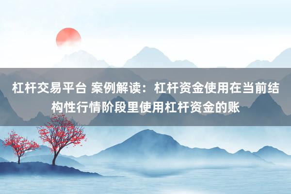 杠杆交易平台 案例解读:杠杆资金使用在当前结构性行情阶段里使用杠杆资金的账
